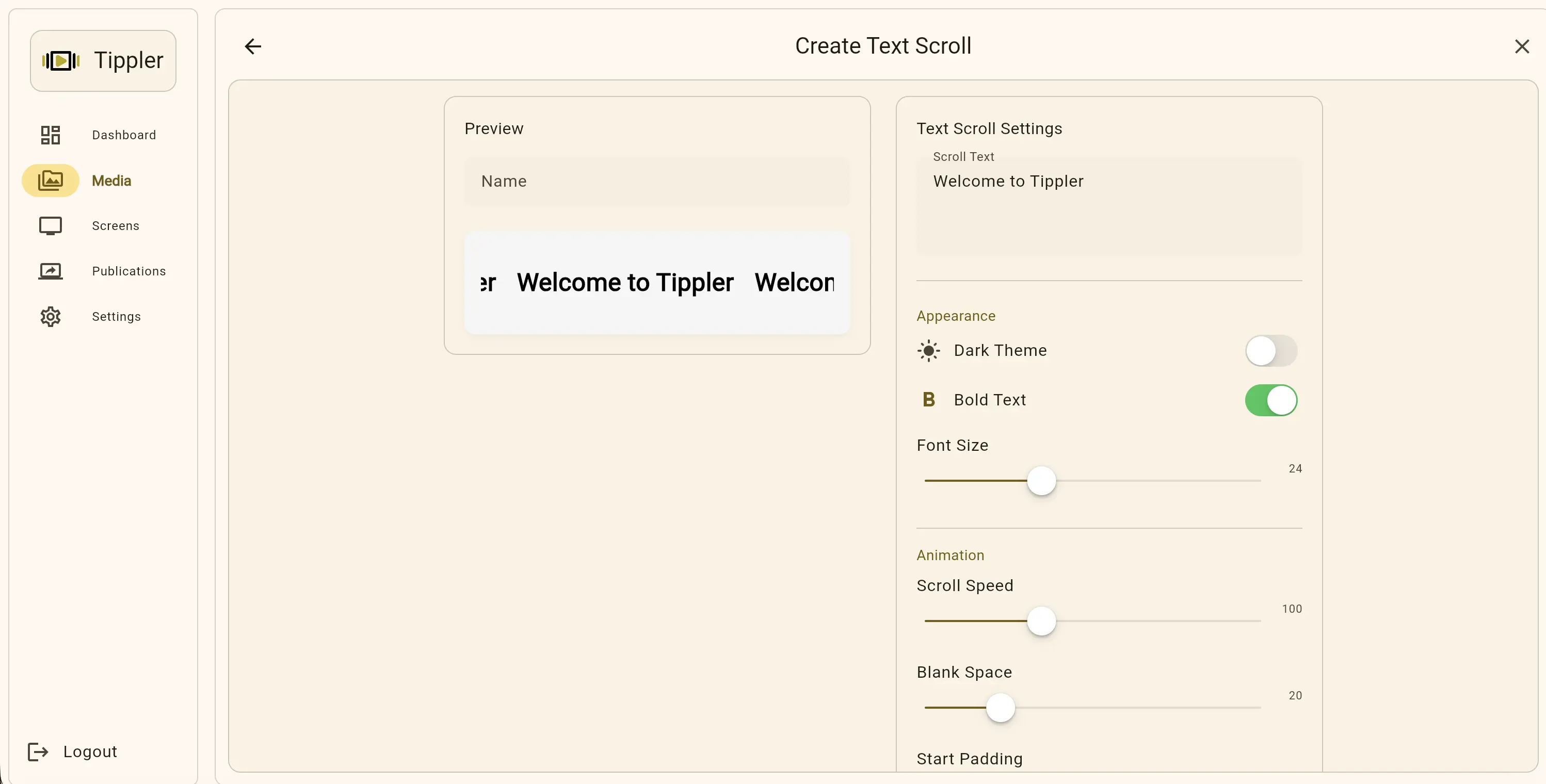 Text Scroll App